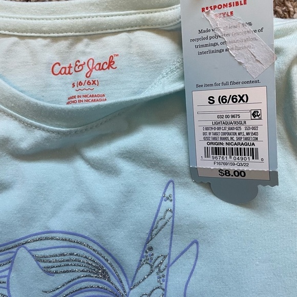 🤍5 for 20$ Cat & Jack Girls Long Sleeve Unicorn T-Shirt. NWT!! Size 6/6X - Picture 2 of 3